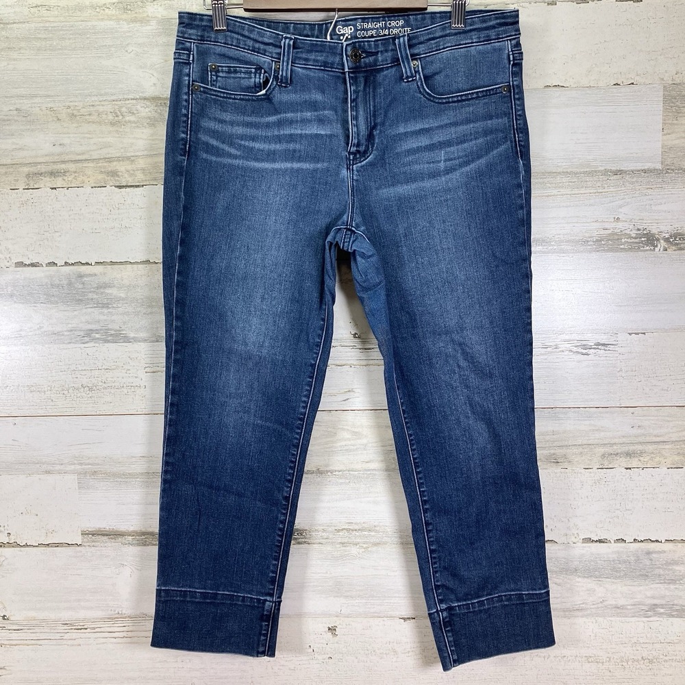 GAP Womens Blue Straight Crop Medium Wash Jeans Size 6